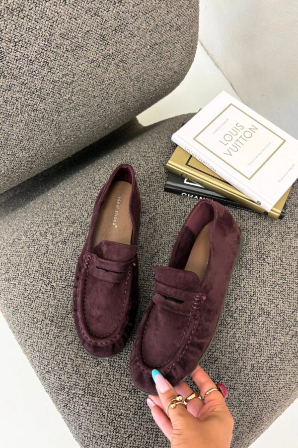 Red Mocassin in Moccasins, Loafers with Fabric, Footbed, Upper Height and Heel Height