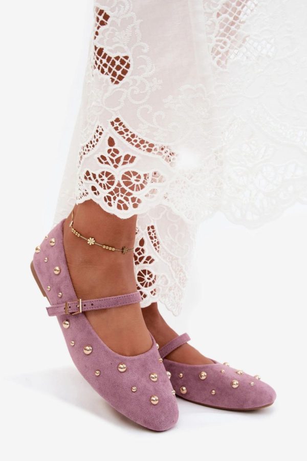 Violet Ballet Flats in Ballet Flats, Ballet Pumps For Women with Fabric, Footbed and Heel Height
