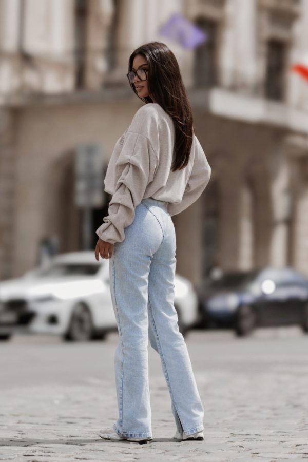 Beige Sweatshirt in Sweatshirts For Women with Cotton and Spandex