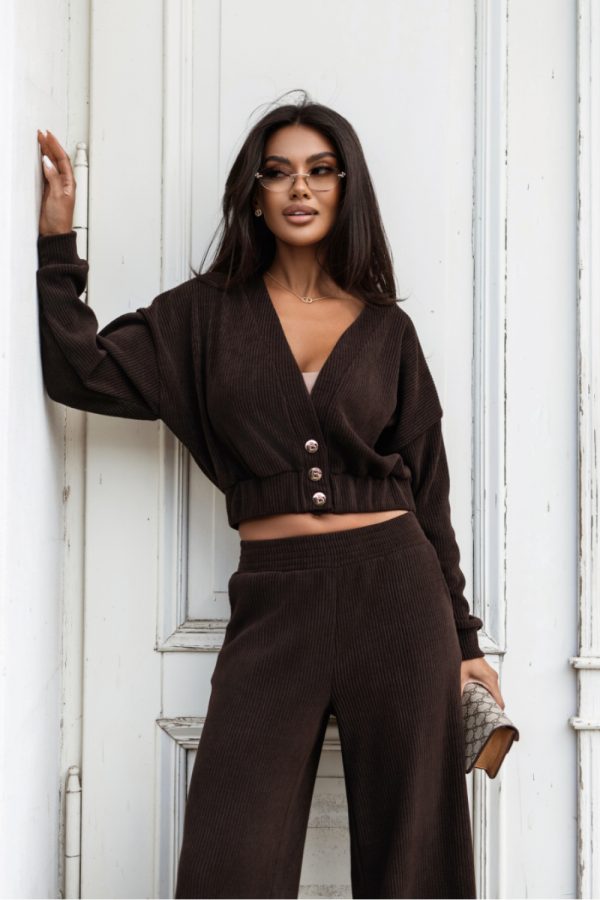 Brown Set in Pants, Trousers, Shorts with Cotton and Spandex