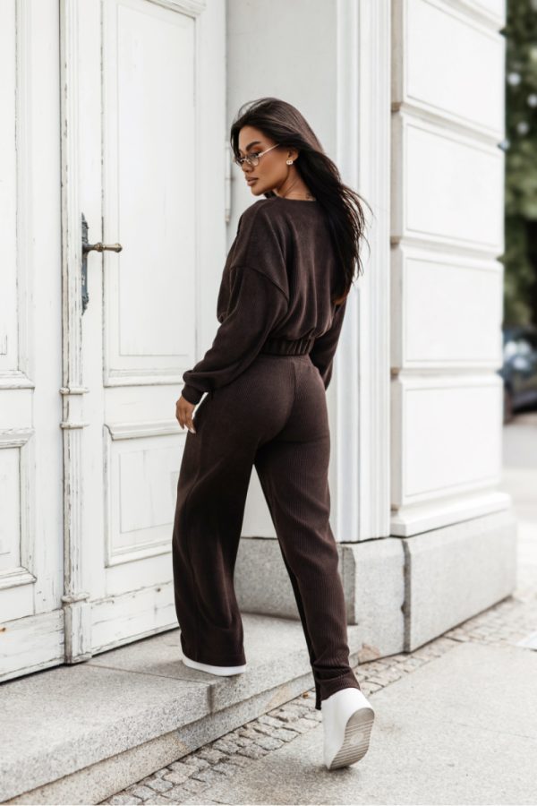 Brown Set in Pants, Trousers, Shorts with Cotton and Spandex