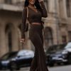 Brown Set in Pants, Trousers, Shorts with Spandex and Viscose