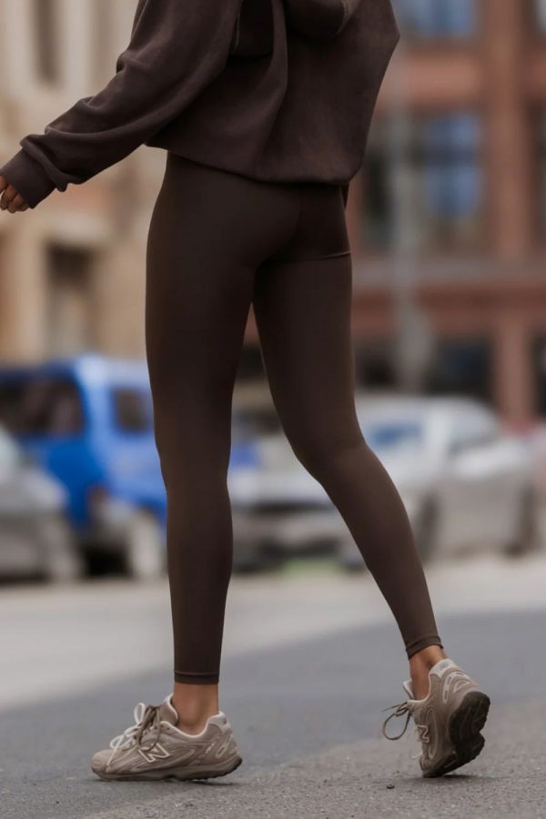Brown Long Leggings in Leggings with Spandex and Viscose