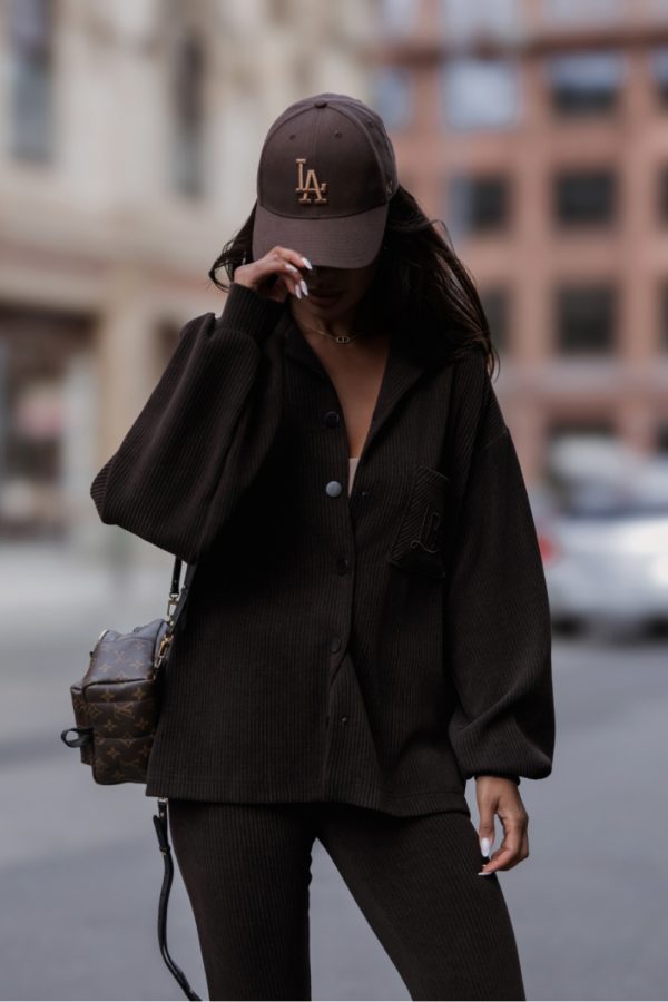 Brown Set in Pants, Trousers, Shorts with Cotton and Spandex