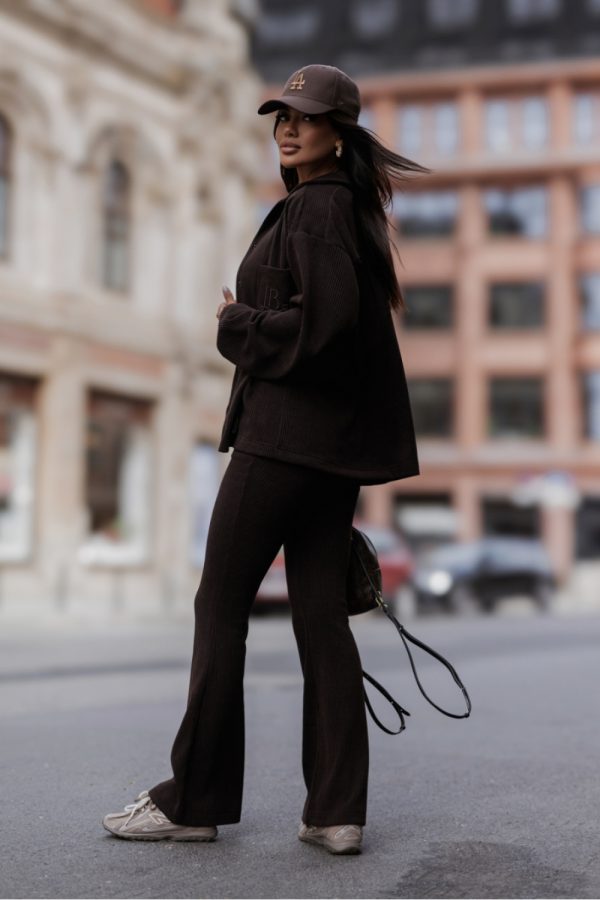 Brown Set in Pants, Trousers, Shorts with Cotton and Spandex