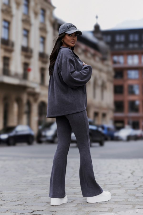 Grey Set in Pants, Trousers, Shorts with Cotton and Spandex