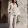 Beige Set in Pants, Trousers, Shorts with Cotton and Spandex