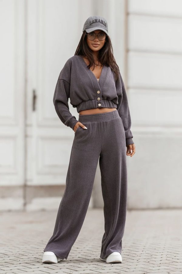 Grey Set in Pants, Trousers, Shorts with Cotton and Spandex