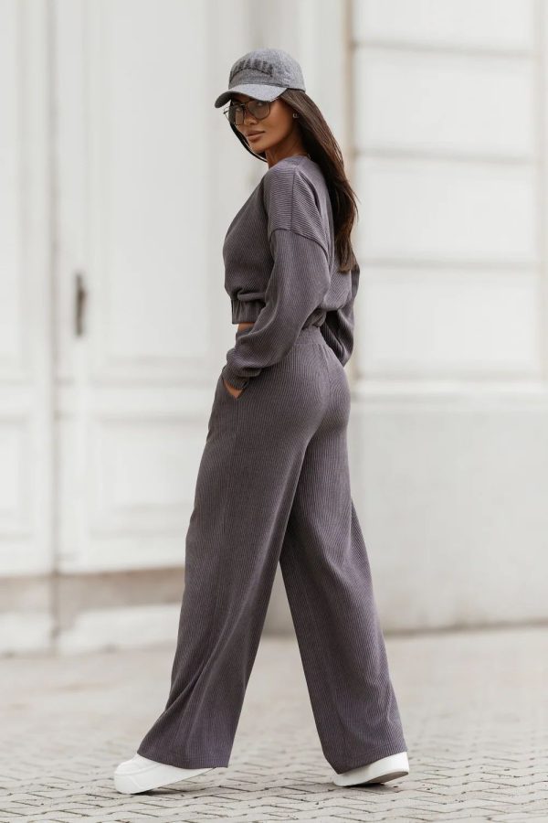 Grey Set in Pants, Trousers, Shorts with Cotton and Spandex