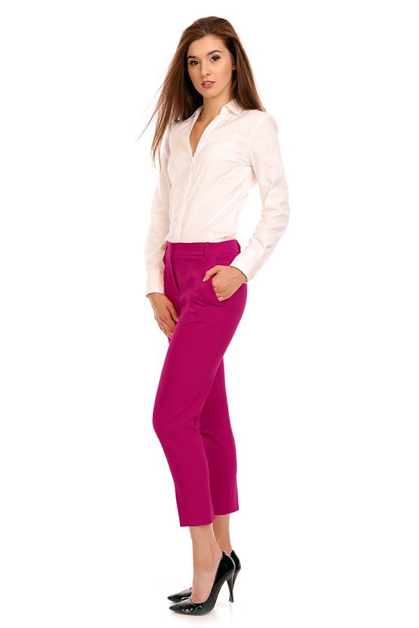 Pink Women Trousers in Formal Trousers For Ladies with Cotton, Spandex and Nylon