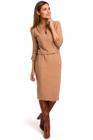 856149.jpg Beige Daydress in Day Dresses with Cotton