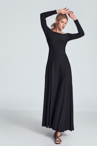 Black Long Dress in Evening Dresses with Spandex and Polyester