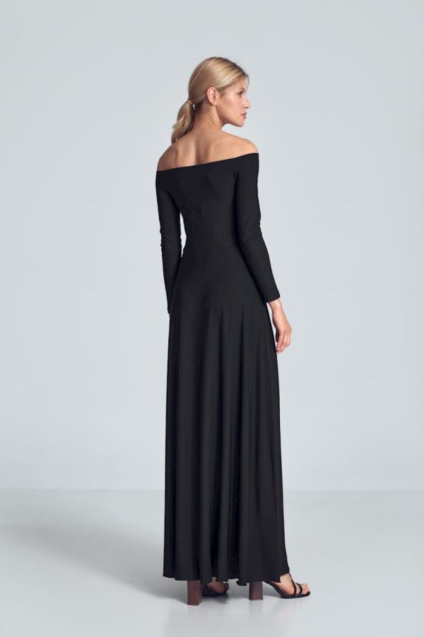 Black Long Dress in Evening Dresses with Spandex and Polyester