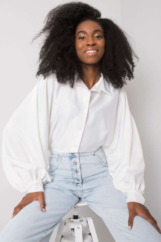 925886.jpg White Long Sleeve Shirt in Shirts For Women with Spandex and Polyester