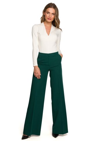 953135.jpg Green Women Trousers in Casual Pants For Women with Spandex, Polyester and Viscose