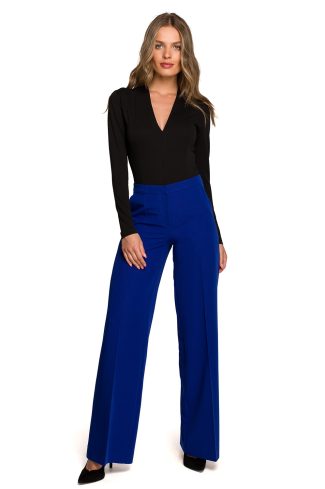 953141.jpg Blue Women Trousers in Casual Pants For Women with Spandex, Polyester and Viscose
