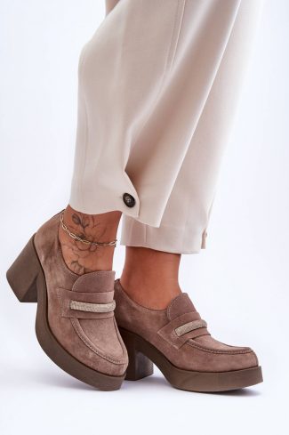 Beige Heeled Low Shoes in Women`s Ankle Boots & Booties with Fabric, Footbed, Upper Height, Heel Height and Platform Height