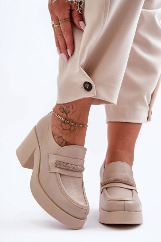 990759.jpg Beige Heeled Low Shoes in Women`s Ankle Boots & Booties with Fabric, Footbed, Upper Height, Heel Height and Platform Height